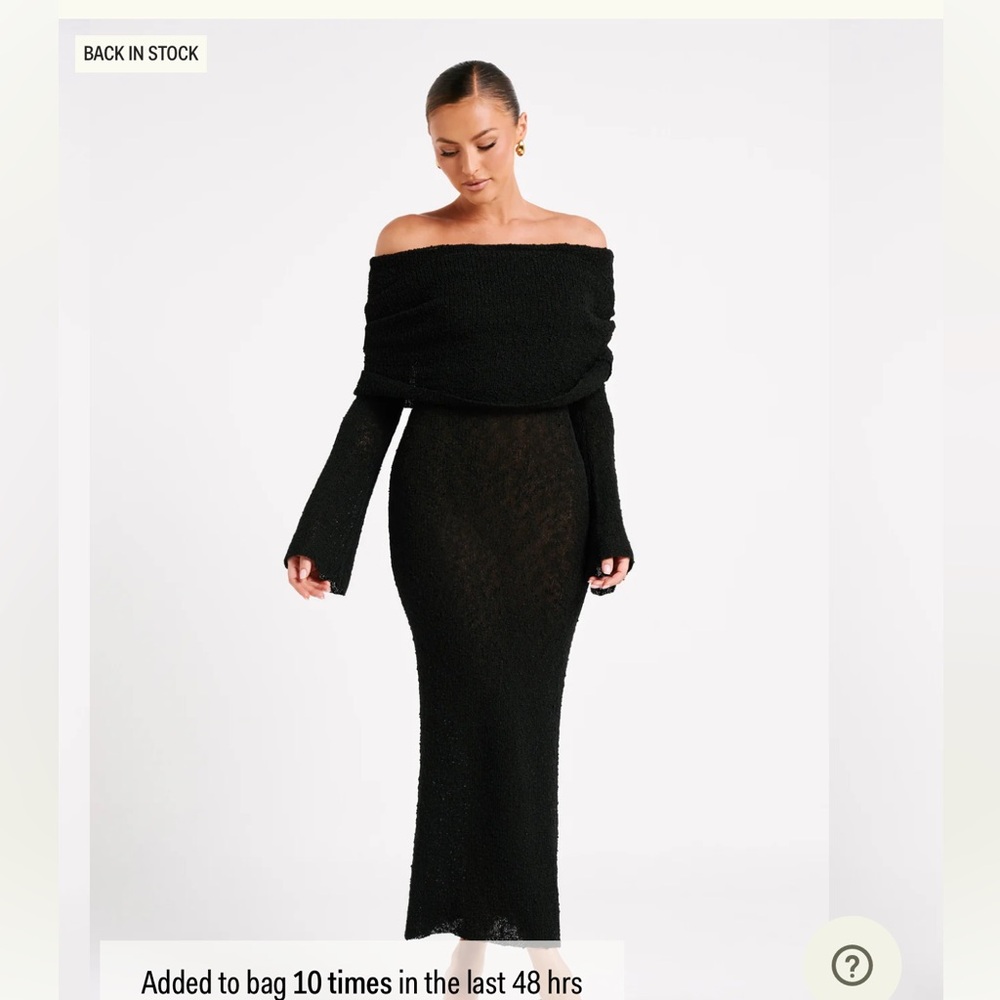 Meshki- Marisol Off Shoulder Boucle Maxi Dress